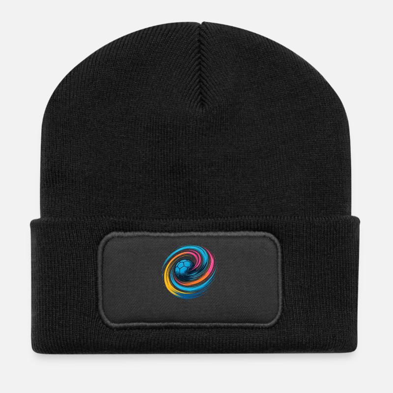 Handball Neon Ball, bunter Wirbelwurf, Dynamik - Recycelte Patch Beanie - Schwarz