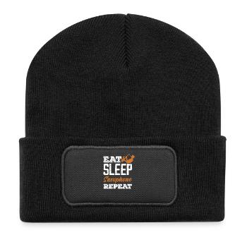 Membre du groupe de répétition du saxophone Eat Sleep Jazz - Beanie recyclé à patch - noir - Devant