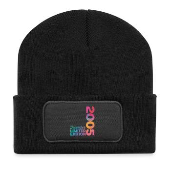 Geburtstag Dezember 2005 Geboren im Dezember Geschenk - Recycelte Patch Beanie - Schwarz - Vorne