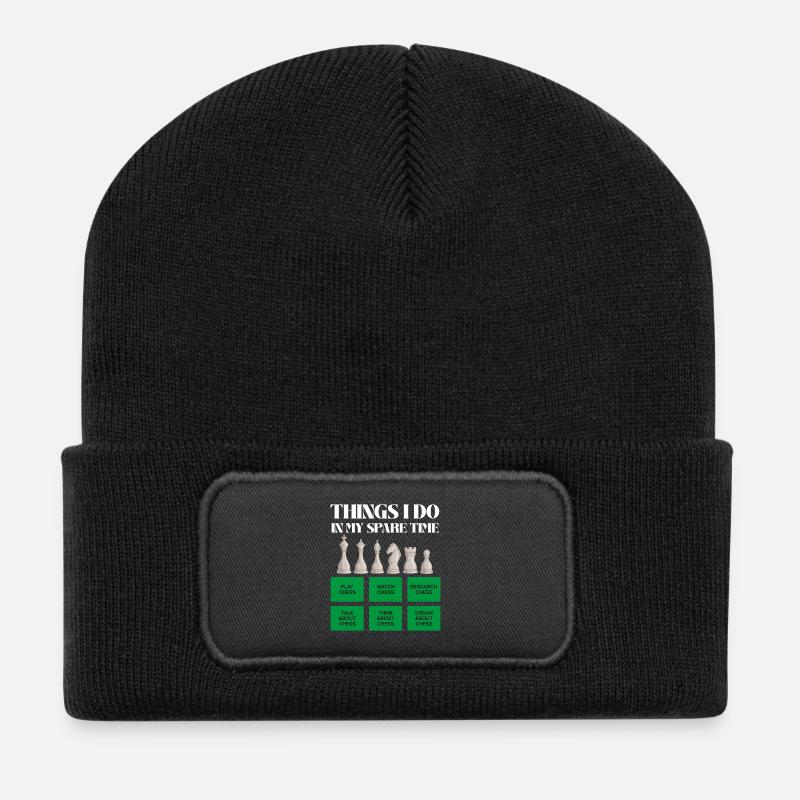 Schachzeit in der Freizeit - Recycelte Patch Beanie - Schwarz