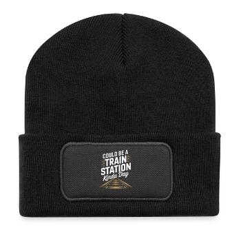 Ça pourrait être un jour de gare - Beanie recyclé à patch - noir - Devant