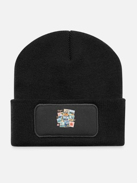 Rügen Küsten Postkarten-Design Ostsee - Recycelte Patch Beanie - Schwarz