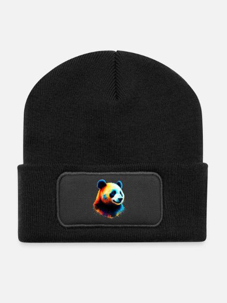 Panda - Beanie recyclé à patch - noir