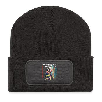 Angetrieben von Chalk- und Beta-Kletterdesign - Recycelte Patch Beanie - Dunkelgrau - Vorne