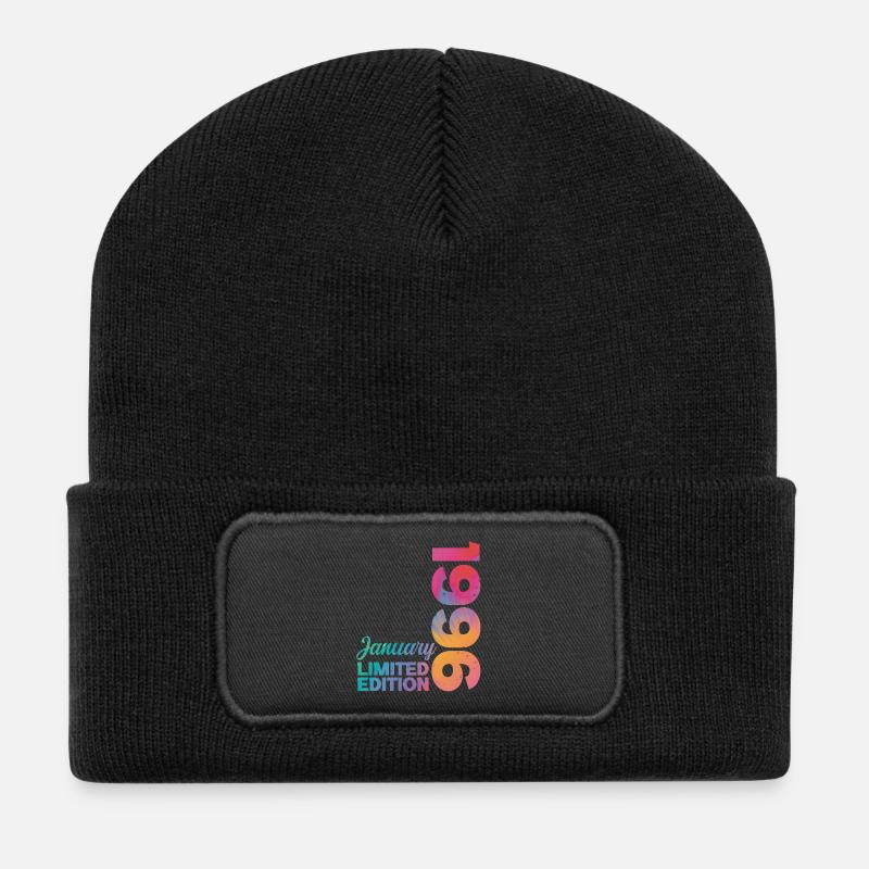 Geburtstag Januar 1996 Geboren im Januar Geschenk - Recycelte Patch Beanie - Schwarz