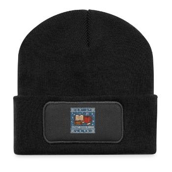 Lecture hivernale douillette, amour des livres, hygge - Beanie recyclé à patch - noir - Devant
