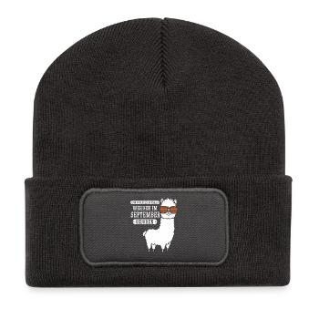 September Geburtstag Alpaka Spruch Lustig - Recycelte Patch Beanie - Dunkelgrau - Vorne