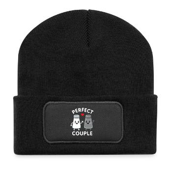 Perfect Couple Salt And Pepper Cartoon - Recycelte Patch Beanie - Schwarz - Vorne