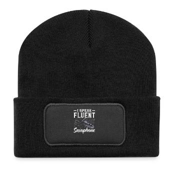 I speak fluently Sax Saxophone Saxophonist - Recycled Patch Beanie - black - Front