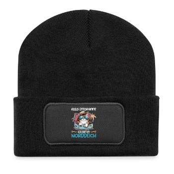 Nordsee Urlaub ALLES ENTSPANNT BIN IN NORDDEICH - Recycelte Patch Beanie - Schwarz - Vorne