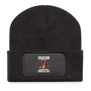 Deutscher Schäferhund Gassi T Hunde Schäferhund - Recycelte Patch Beanie - Dunkelgrau - Vorne