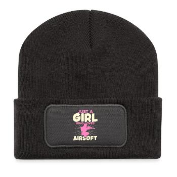 Juste une fille qui adore l’airsoft - Beanie recyclé à patch - charbon - Devant