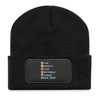 Utah Mighty 5 Nationalparks Tour - Recycelte Patch Beanie - Schwarz - Vorne