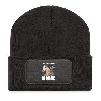 Cheval avec une couronne de fleurs - Beanie recyclé à patch - charbon - Devant