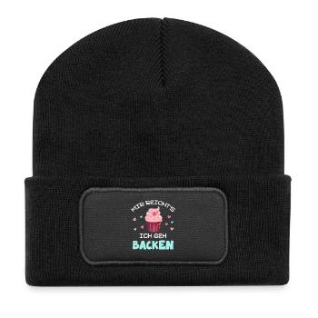 Mir reicht's: Ich geh Backen Cupcake - Recycelte Patch Beanie - Schwarz - Vorne