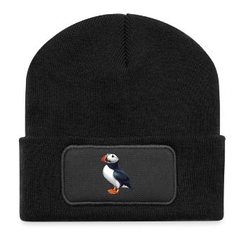 Puffin Papageientaucher - Recycelte Patch Beanie - Schwarz - Vorne