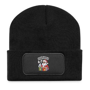 Récolte de Noël : le Père Noël compte les pages - Beanie recyclé à patch - noir - Devant