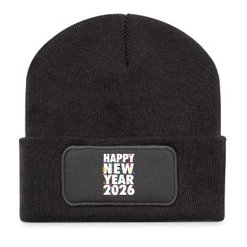 Joyeuse année 2026 Célébration du compte à rebours Festive - Beanie recyclé à patch - charbon - Devant