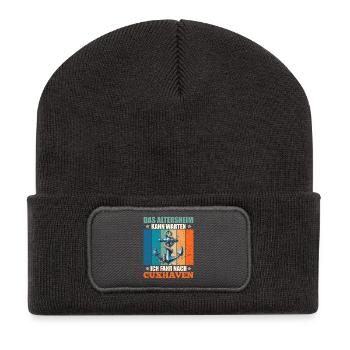 Papi MAISON DE RETRAITE PEUT ATTENDRE, JE VAIS - Beanie recyclé à patch - charbon - Devant