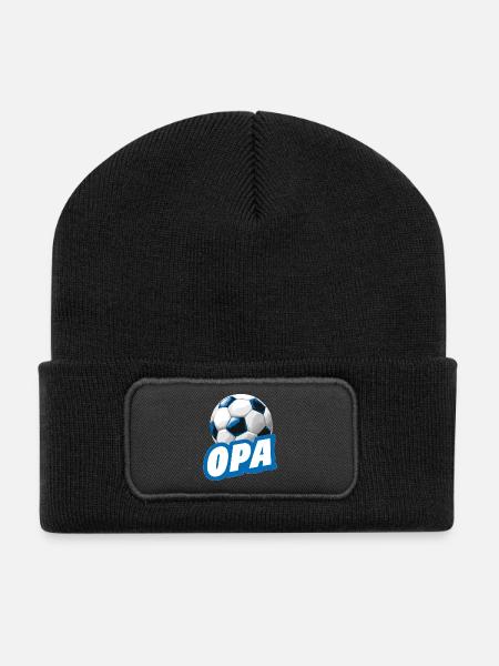OPA Fußball-Großvater Fußballfan - Recycelte Patch Beanie - Schwarz