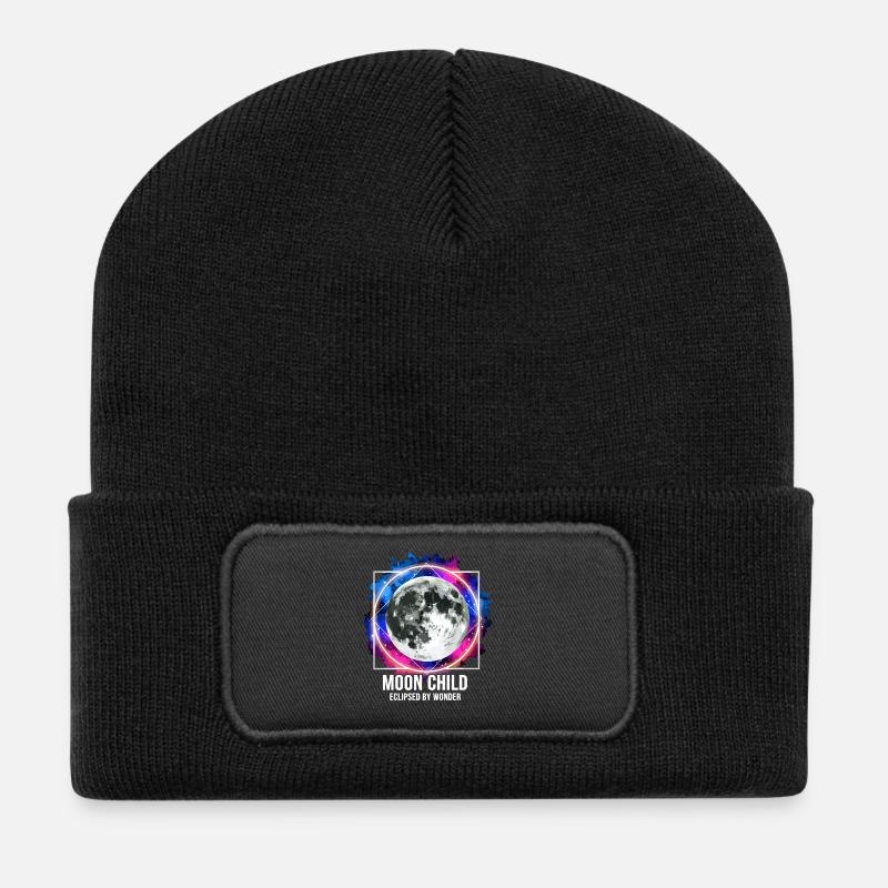 L’Enfant de la Lune Éclipsé Merveille Lune Cosmos Spirituel - Beanie recyclé à patch - noir