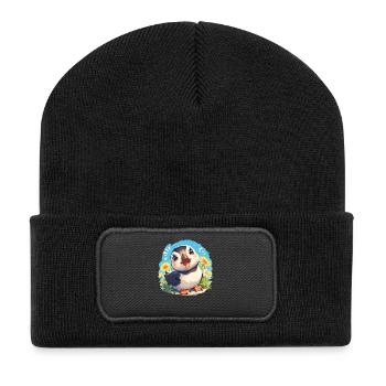 Puffin Papageientaucher - Recycelte Patch Beanie - Schwarz - Vorne