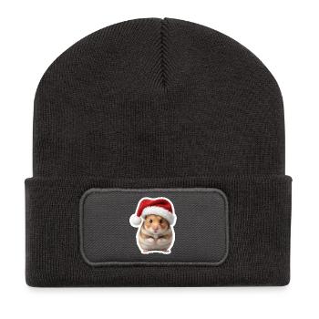 Suesser Hamster - Suesse Weihnachten  - Recycelte Patch Beanie - Dunkelgrau - Vorne