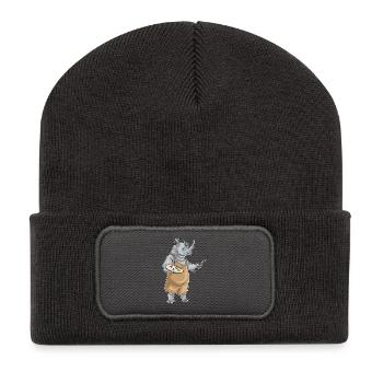 Peintre de rhinocéros au pinceau - Beanie recyclé à patch - charbon - Devant
