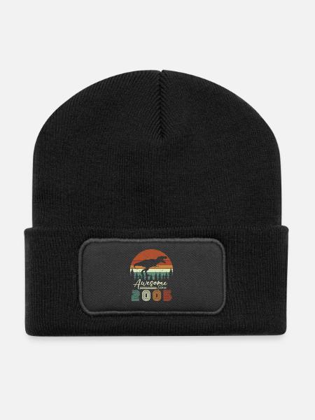 awsome_since_dinaseur_2005 - Recycelte Patch Beanie - Schwarz