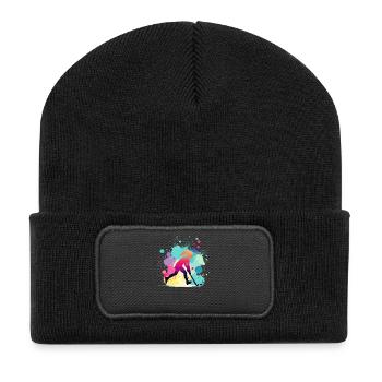 Hockey sur gazon, joueur de hockey sur gazon, hockey - Beanie recyclé à patch - noir - Devant