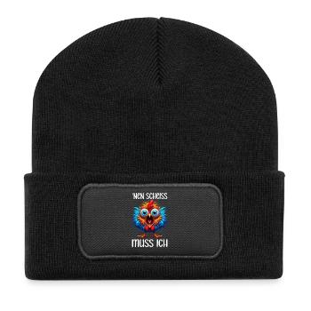 Nen Scheiss Muss Ich Lustiger Huhn Sarkasmus Humor - Recycelte Patch Beanie - Schwarz - Vorne