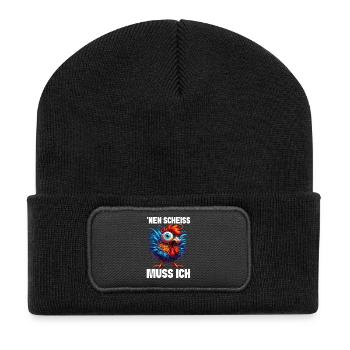 Nen Scheiss Muss Ich Lustiger Huhn Sarkasmus Humor - Recycelte Patch Beanie - Schwarz - Vorne