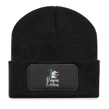 Vacances à Rügen EXPÉRIENCE DE LA MER BALTIQUE : plaisir en mer Baltique - Beanie recyclé à patch - noir - Devant
