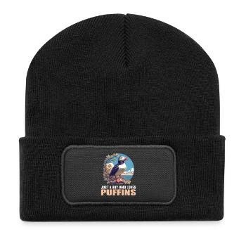 Puffin Papageientaucher - Recycelte Patch Beanie - Schwarz - Vorne