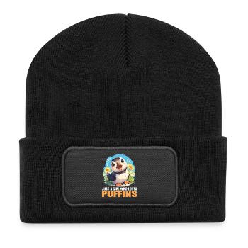 Puffin Papageientaucher - Recycelte Patch Beanie - Schwarz - Vorne