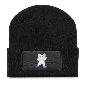 Elefant Eislaufen Schlittschuhe Wintersport - Recycled Patch Beanie - black - Front