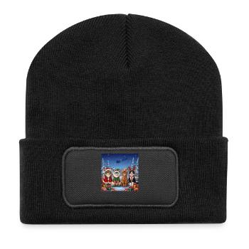 Funny Christmas Cats Dressed for Holidays Santa  - Recycled Patch Beanie - black - Front