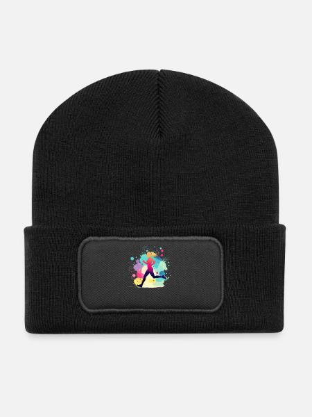 Läuferin, Laufen, Marathon, Joggen, Joggerin - Recycelte Patch Beanie - Schwarz