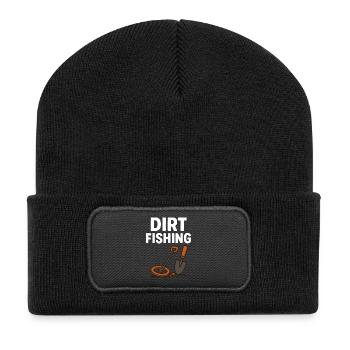 Pêche en terre de terre Chasseur de trésors Détection de métaux amusant - Beanie recyclé à patch - noir - Devant
