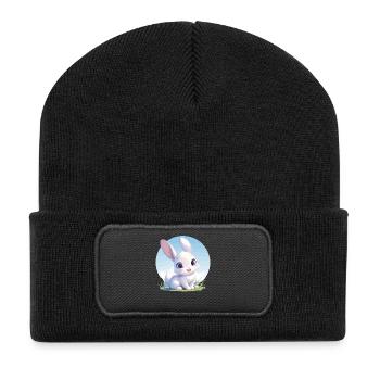 Hasen Hase - Recycelte Patch Beanie - Schwarz - Vorne