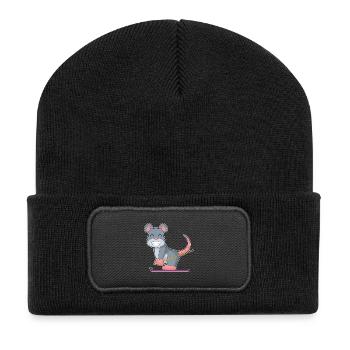 Mouse Skier Ski Winter Sports - Recycled Patch Beanie - black - Front