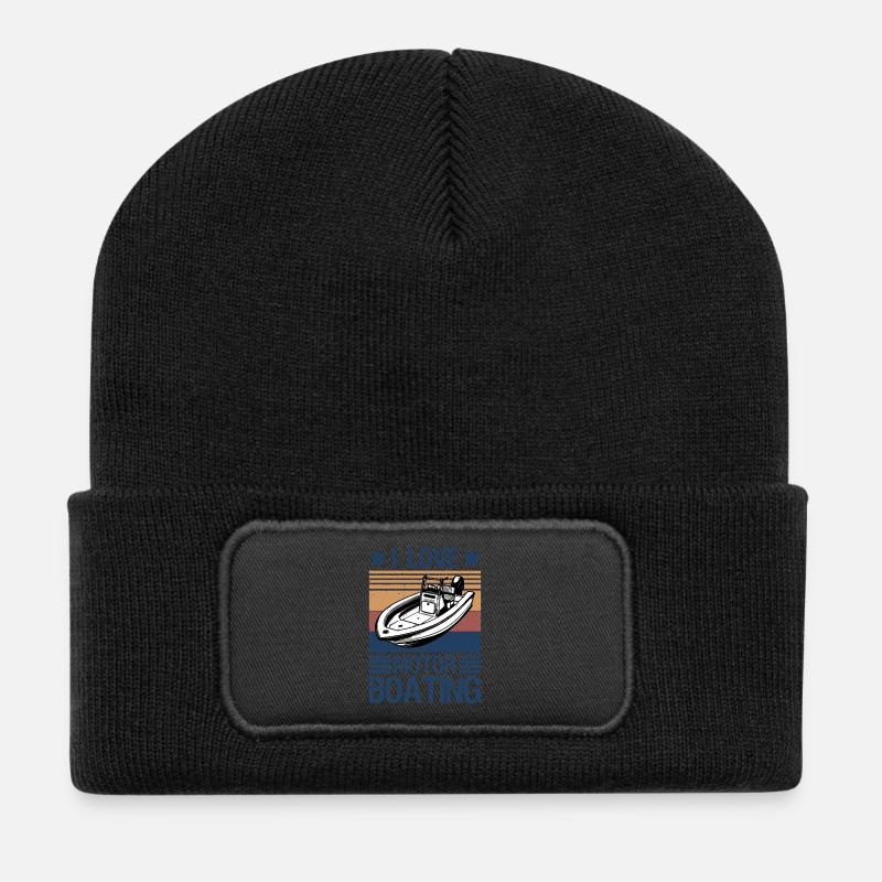I Love Motor Boating Motorboating Boat Captain - Recycelte Patch Beanie - Schwarz