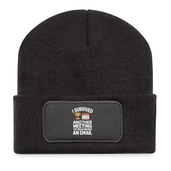 I Survived Another Meeting Email Homeoffice Büro - Recycelte Patch Beanie - Dunkelgrau - Vorne