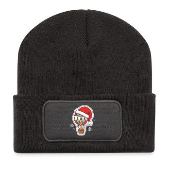 Hot air balloon with Christmas hat Christmas design - Recycled Patch Beanie - dark grey - Front