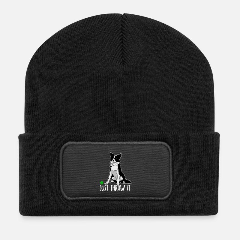 Funny Border Collie Just Throw It Dog Lover Gift I - Recycled Patch Beanie - black