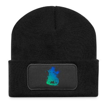 Motif emblématique du motocross - Beanie recyclé à patch - noir - Devant