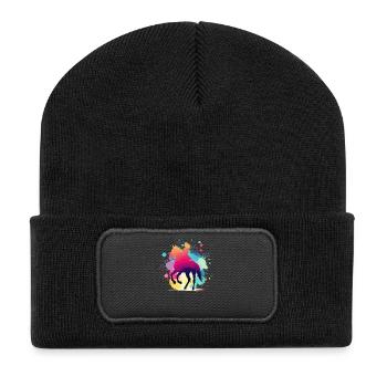 Cavalier, équitation, sports équestres, illustrations équestres - Beanie recyclé à patch - noir - Devant
