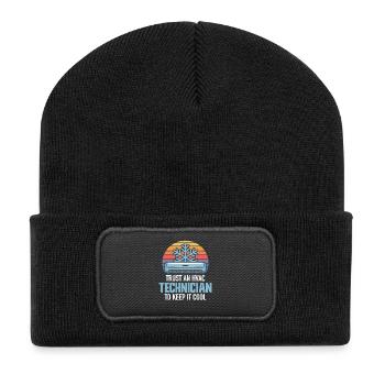 HVAC Techniker Retro Klima Experte Design Profis - Recycelte Patch Beanie - Schwarz - Vorne