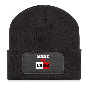 Made In 1982 Birthday - Vintage 80s - Recycled Patch Beanie - dark grey - Front