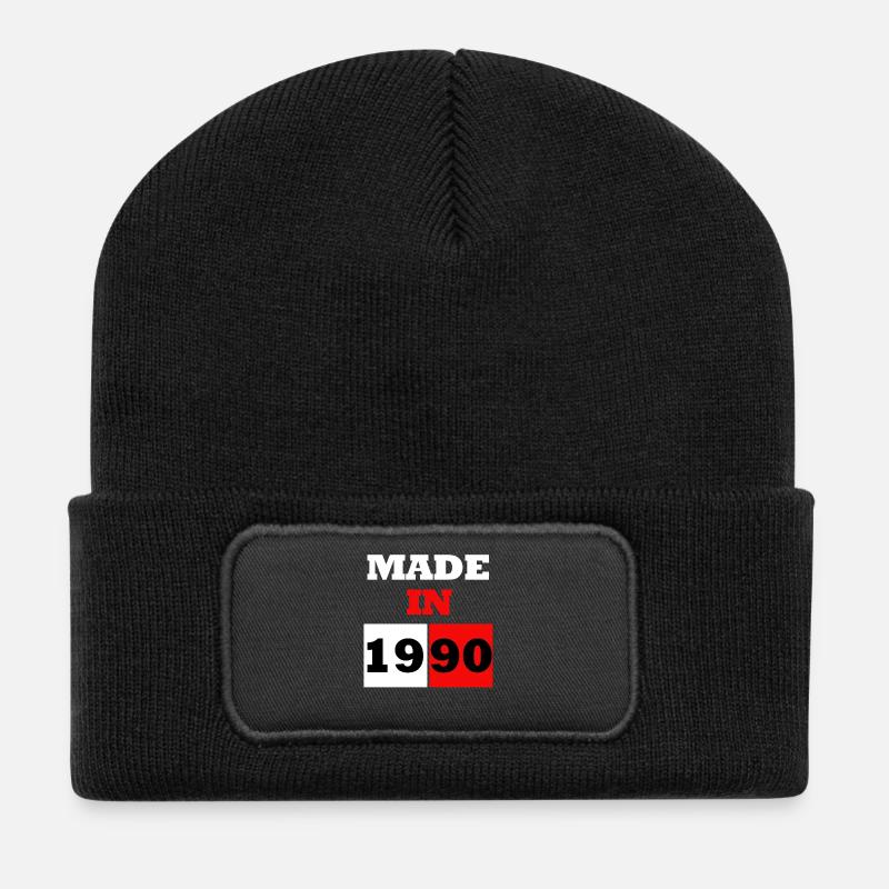 Hergestellt 1990 Retro-Blöcke - Recycelte Patch Beanie - Schwarz